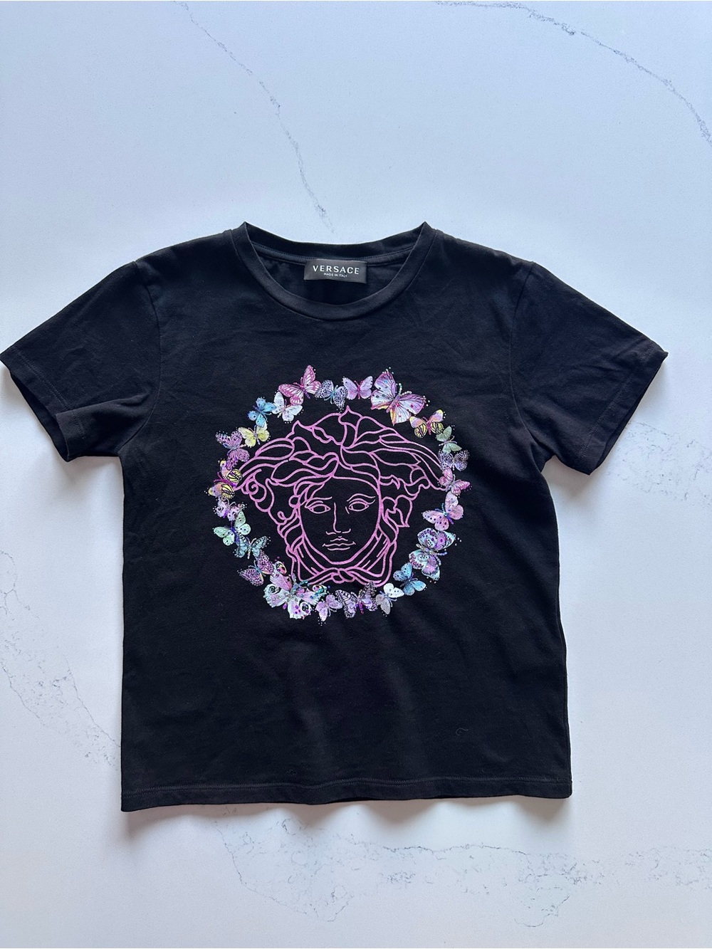 Young Versace Kids Medusa Butterfly Graphic T-Shirt Size 10A 140